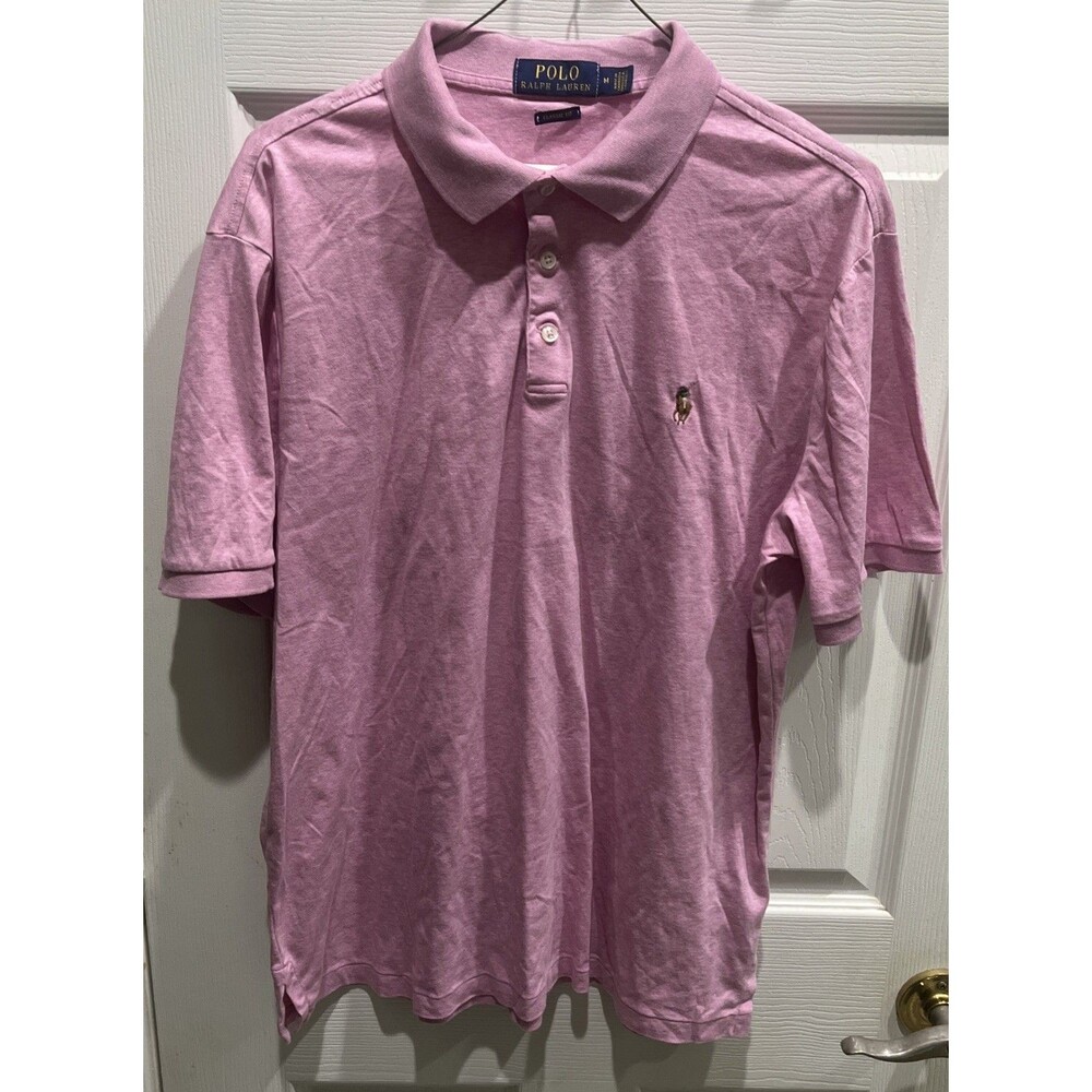 Polo Ralph Lauren Classic Fit Mesh Polo Shirt Pink Size M Cotton